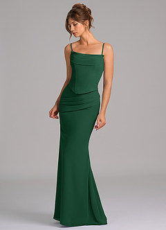 Azazie Sorrel Bridesmaid Dresses Dark Green Mermaid Corset Chiffon Dress image6