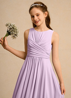 Azazie Ducky Girls Formal Flower Girl Dresses Frosted Lilac A-Line Pleated Chiffon Dress image3