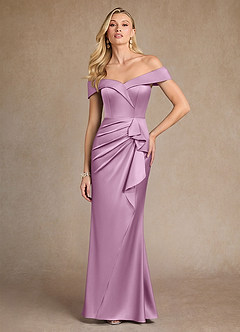 Azazie Laredo Mother of the Bride Dresses Wisteria Mermaid Off the Shoulder Stretch Satin Dress image3