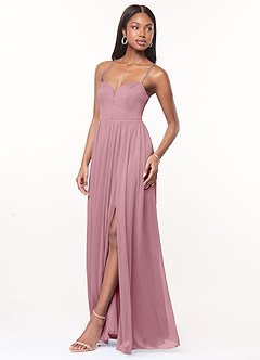 Azazie Marsol Bridesmaid Dresses Vintage Mauve A-Line Corset Mesh Dress image3