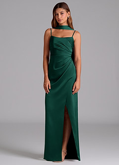 Azazie Calandra Suknie dla druhen Linia A Pofałdowany Satyna elastyczna Do ziemi Sukienka image3