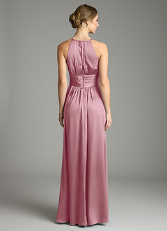 Azazie Bonnie Bridesmaid Dresses Vintage Mauve A-Line Pleated Stretch Satin Dress image5