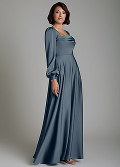 Azazie Solana Brautjungfernkleider A-Linie Langarm Stretch-Satin Kleid Zwielichtviolett image5