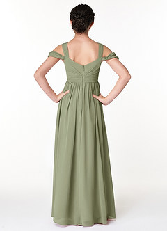 Azazie Lianne Junior Pistachio A-Line Off the Shoulder Chiffon Dress image2