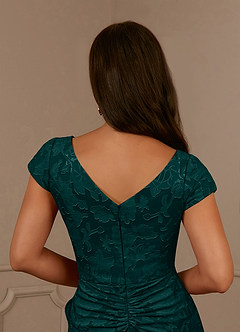 Azazie Roya Mother of the Bride Dresses Pine Mermaid Ruched Floral Burnout Dress image6