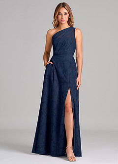 Azazie Phaedra Suknie dla druhen Linia A Jedno ramię Kwiatowe wypalenie Do ziemi Sukienka image1