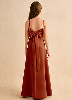 Azazie Joella Junior Formal Flower Girl Klänningar Klä A-Line i Matt satäng Plisserad image4