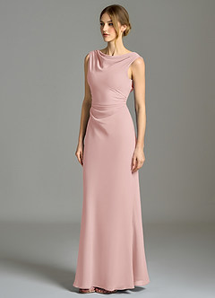 Azazie Kieryn Brudtärnklänningar Klä av Sjöjungfru i Chiffong Plisserad Puderrosa image3