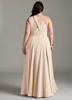 Azazie Charlize Bridesmaid Dresses White Alabaster A-Line One Shoulder Chiffon Dress image8