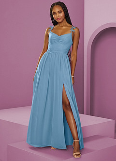 Barbie ♥ Azazie Bridesmaid Dresses Steel Blue A-Line Pleated Chiffon Dress image4