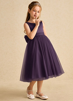 Azazie Winnie Robe Demoiselle D'honneur Fillette Robe Princesse en Tulle Arc Prune image6