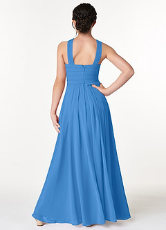Azazie Kaleigh Junior Blue Jay A-Line Pleated Chiffon Dress image2