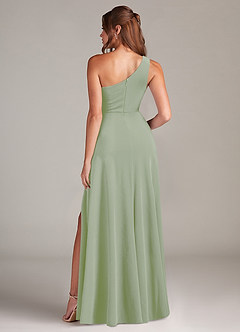 Azazie Brooke Bridesmaid Dresses Dusty Sage A-Line One Shoulder Velvet Dress image5