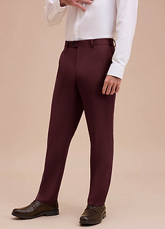 front Ethan Cabernet Refined Weave Dress Pants