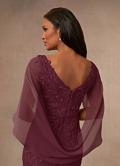 Azazie Ferris Mother of the Bride Dresses Cabernet Sheath V-Neck Chiffon Dress image5