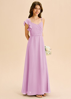 Azazie Kelsea Junior Klä av A-Line i Chiffong Rynkad image5