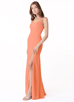 Azazie Salma Bridesmaid Dresses Sunset Sheath Side Slit Chiffon Dress image3