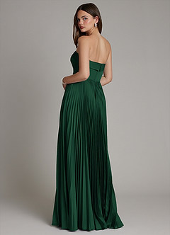 Azazie Mariana Bridesmaid Dresses Dark Green A-Line Pleated Stretch Satin Dress image3