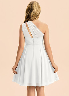 Azazie Charlize Junior White A-Line Pleated Chiffon Dress image2