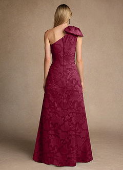 Azazie Easton Mother of the Bride Dresses Burgundy Ball-Gown One Shoulder Floral Burnout Dress image2