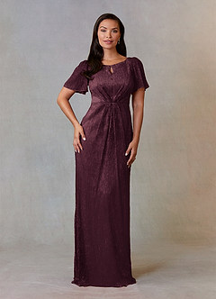 Upstudio Alameda Final Sale Mulberry A-Line Ruched Metallic Mesh Dress image1