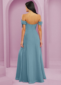 Barbie ♥ Azazie Bridesmaid Dresses Moody Blue A-Line Off the Shoulder Chiffon Convertible Dress image2