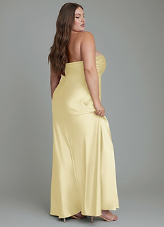 Azazie Saylor Bridesmaid Dresses Lemon Sorbet Mermaid Strapless Stretch Satin Dress image12