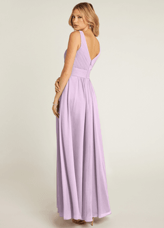 Azazie Pierrette Bridesmaid Dresses Frosted Lilac A-Line Pleated Chiffon Dress image4