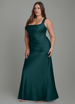 Azazie Agustina Brautjungfernkleider Meerjungfrau-Linie Korsett Stretch-Satin Kleid Kiefer image11