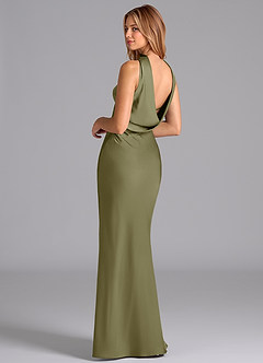 Azazie Lusinda Brudtärnklänningar Klä av Sjöjungfru i Stretch Satin Axelbandslös Pistasch image2