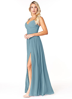 Azazie Chanel Bridesmaid Dresses Moody Blue A-Line Pleated Chiffon Dress image3