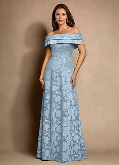 Azazie New Britain Mother of the Bride Dresses Sky Blue A-Line Pleated Floral Burnout Dress image1