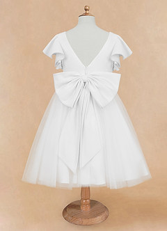 Azazie Kaeya Flower Girl Dresses White A-Line Bow Tulle Dress image6