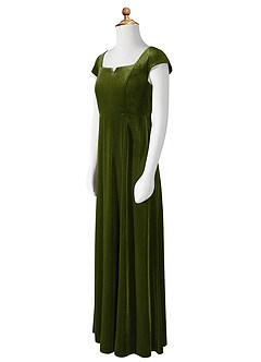 Azazie Gabi Junior Olive A-Line Velvet Dress image10