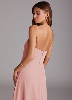 Azazie Wren 신부 들러리 드레스 A라인 스트랩리스 쉬폰 티 길이 드레스 image7