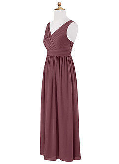 Azazie Kora Junior Sangria A-Line Pleated Chiffon Dress image7