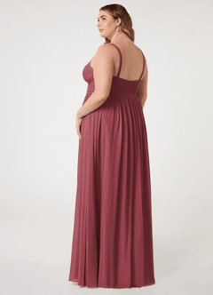 Azazie Chanel Robes de demoiselle d'honneur Robe Trapèze en Mousseline de soie Plissée Merlot image9