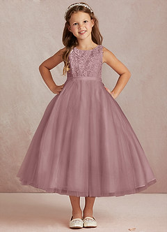 Azazie Calla Flower Girl Dresses Dusty Rose Ball-Gown Lace Tulle Dress image2
