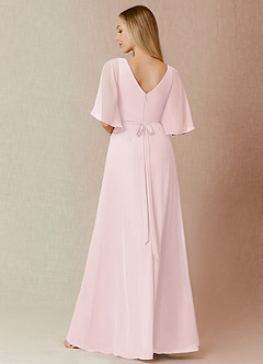 Azazie Cierra Bridesmaid Dresses Blushing Pink A-Line V-Neck Chiffon Dress image2