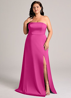 Azazie Wren Brudtärnklänningar Klä av A-Linje i Stretch Satin Axelbandslös Fuchsia Konvertibel image8