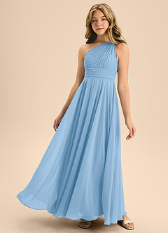 Azazie Charlize Junior Powder Blue A-Line Pleated Chiffon Dress image1