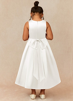 Azazie Ronda Final Sale Coral A-Line Pleated Matte Satin Dress image2