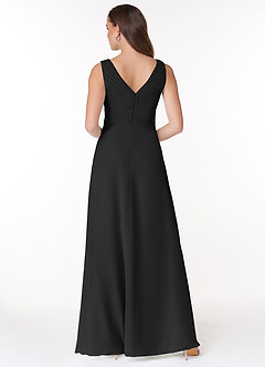 Azazie Flora Brautjungfernkleider A-Linie Plissee Chiffon Kleid Schwarz image2