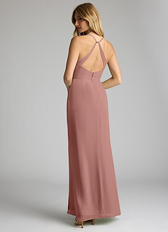 Azazie Becca Bridesmaid Dresses Cedar Rose Sheath V-Neck Chiffon Dress image6