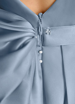 Azazie Cherry Flower Girl Dresses Dusty Blue Dusty Blue Ball-Gown Pleated Matte Satin Dress image6