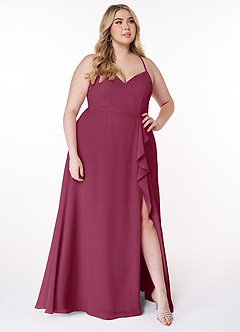 Azazie Naeem Bridesmaid Dresses Mulberry A-Line V-Neck Ruffle Chiffon Dress image9