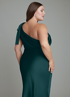 Azazie Yuanna Bridesmaid Dresses Pine Mermaid One Shoulder Stretch Satin Dress image14