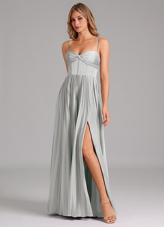 Azazie Akiko Bridesmaid Dresses Silver A-Line Sweetheart Neckline Stretch Satin Dress image4