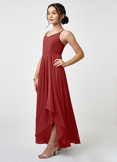 Azazie Collette Junior A-Linie Gestreift Chiffon Kleid Rost image3