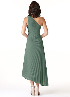 Azazie Kirra Jurken voor bruidsmeisjes Jurk van Chiffon met A-Lijn One-Shoulder Eucalyptus image2